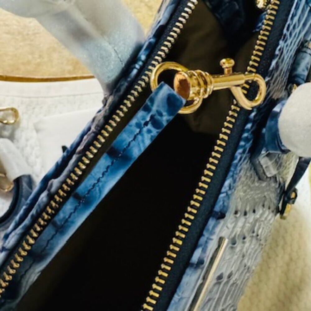 ⚡Brahmin Blue Serenade Caroline Satchel Melbourne Croc Leather NWT - Picture 9 of 9